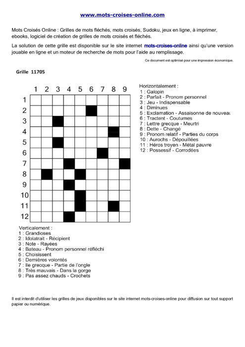Grille de mots croisés imprimable gratuite 11705
