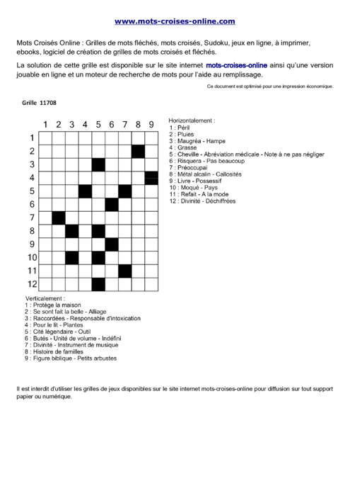Grille de mots 
croisés imprimable gratuite 11708