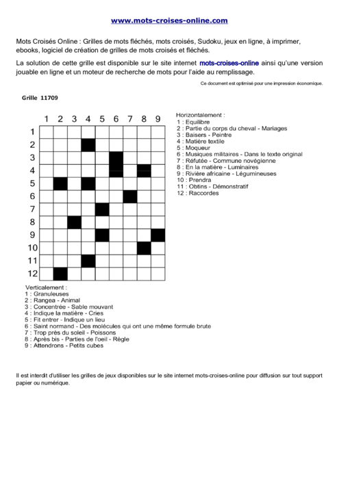 Grille de mots croisés imprimable gratuite 11709