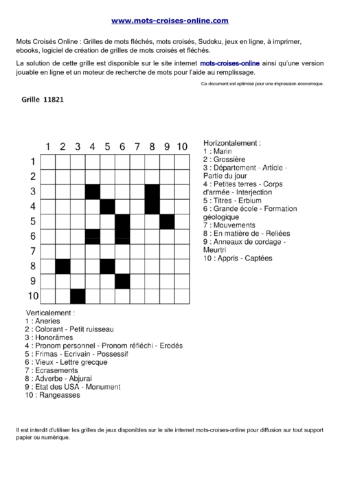 Grille de mots croisés imprimable gratuite 11821