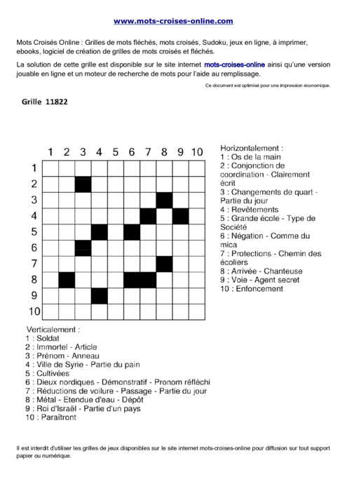 Grille de mots 
croisés imprimable gratuite 11822