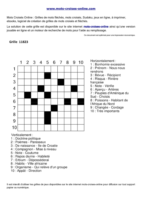 Grille de mots 
croisés imprimable gratuite 11823