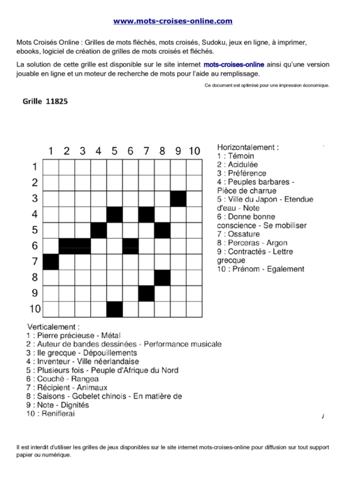 Grille de mots 
croisés imprimable gratuite 11825