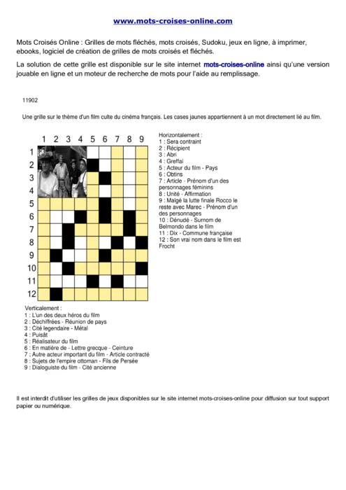 Grille de mots 
croisés imprimable gratuite 11902