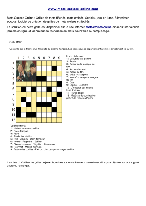 Grille de mots 
croisés imprimable gratuite 11903