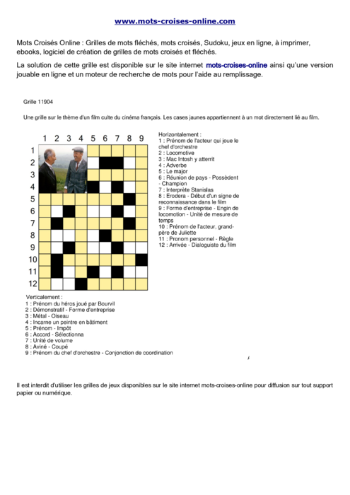 Grille de mots 
croisés imprimable gratuite 11904