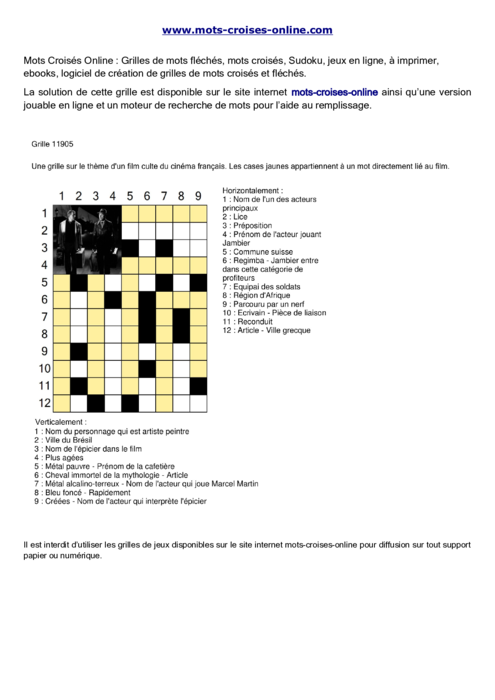 Grille de mots croisés imprimable gratuite 11905