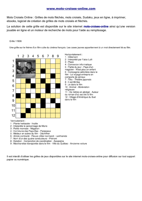 Grille de mots 
croisés imprimable gratuite 11906