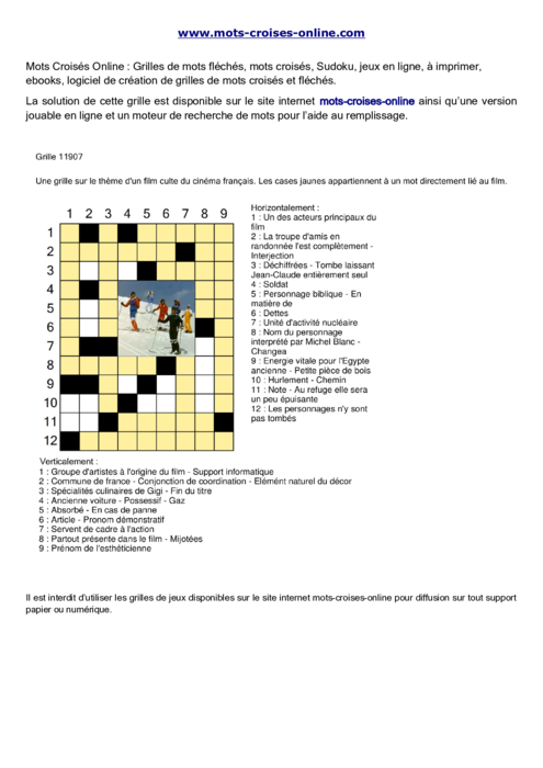 Grille de mots 
croisés imprimable gratuite 11907