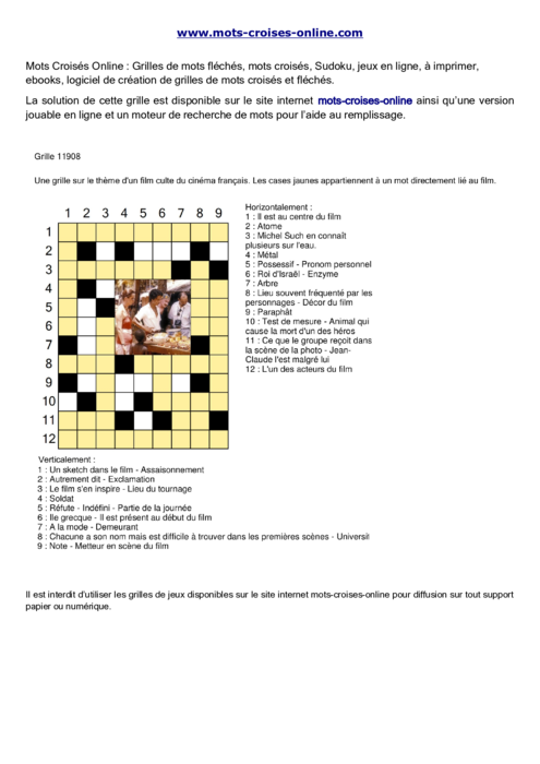 Grille de mots 
croisés imprimable gratuite 11908