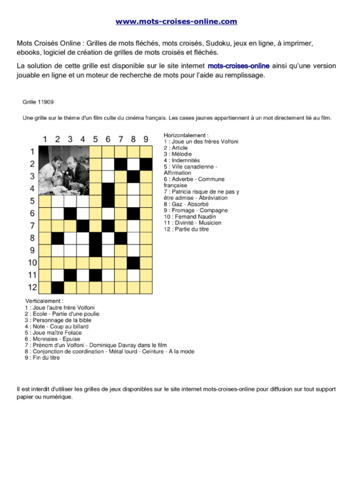 Grille de mots croisés imprimable gratuite 11909