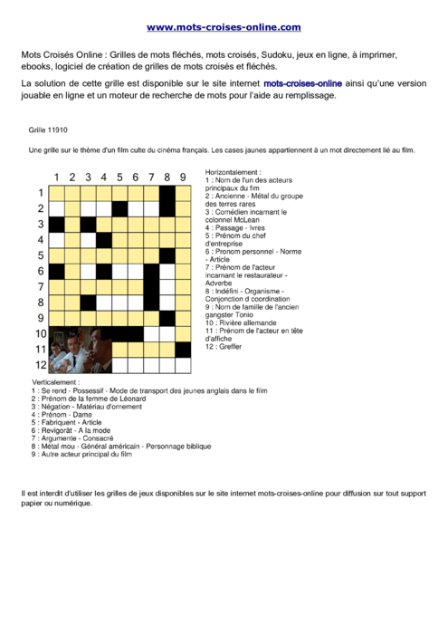 Grille de mots 
croisés imprimable gratuite 11910