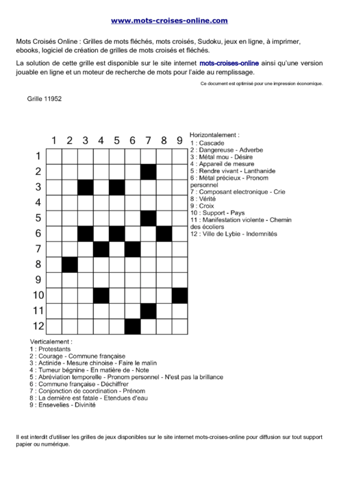 Grille de mots 
croisés imprimable gratuite 11952