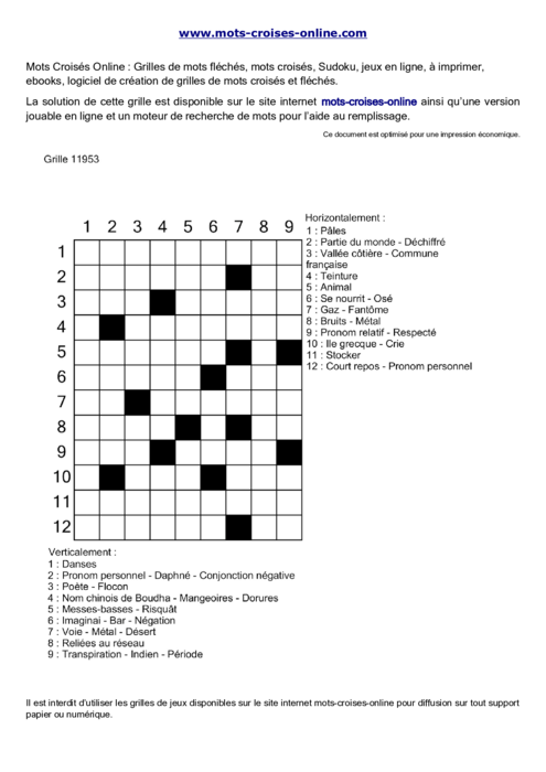 Grille de mots 
croisés imprimable gratuite 11953