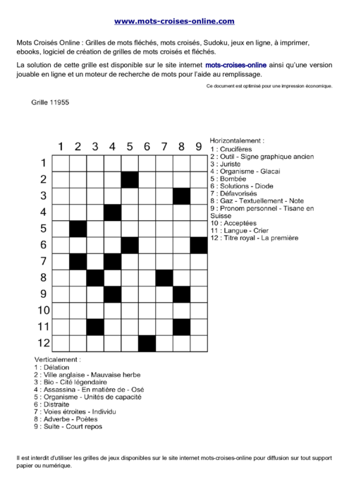 Grille de mots croisés imprimable gratuite 11955