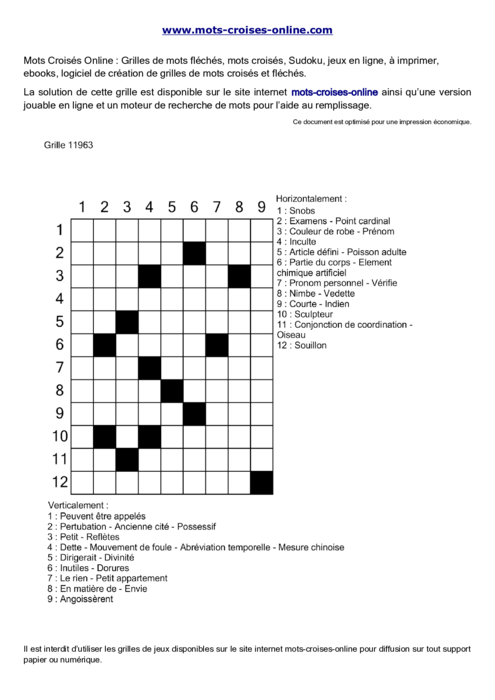 Grille de mots croisés imprimable gratuite 11963