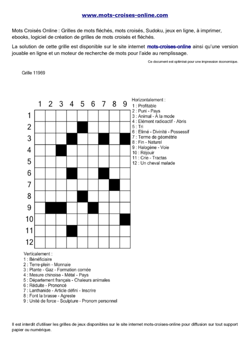 Grille de mots 
croisés imprimable gratuite 11969