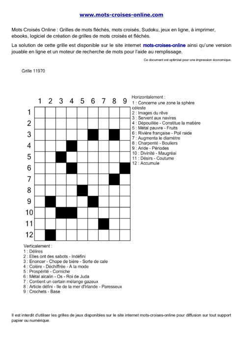 Grille de mots 
croisés imprimable gratuite 11970