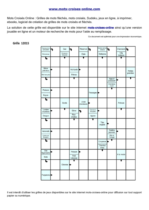 Grille de mots fléchés imprimable gratuite 12015
