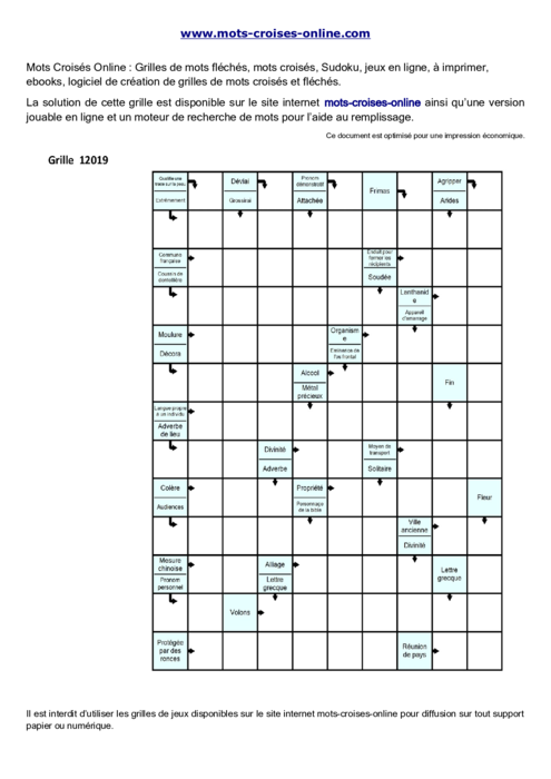 Grille de mots fléchés imprimable gratuite 12019