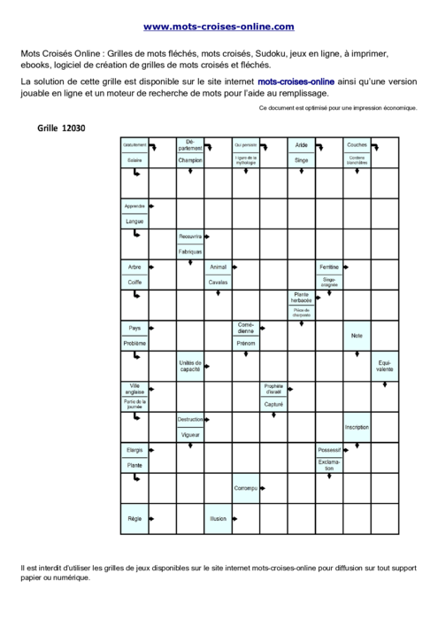 Grille de mots 
fléchés imprimable gratuite 12030