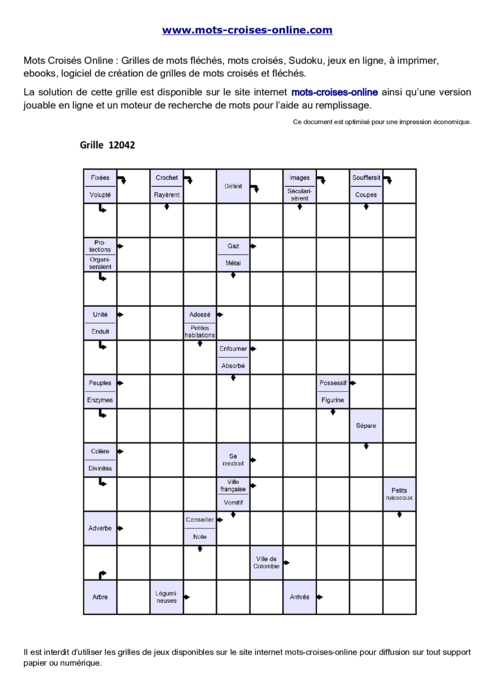 Grille de mots 
fléchés imprimable gratuite 12042
