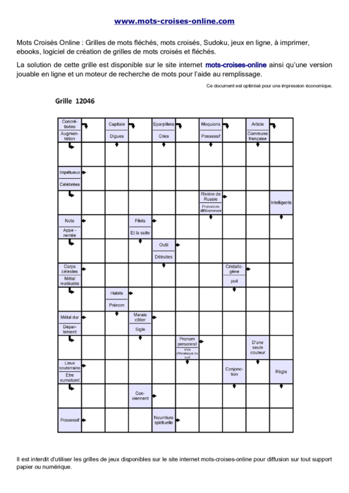 Grille de mots 
fléchés imprimable gratuite 12046