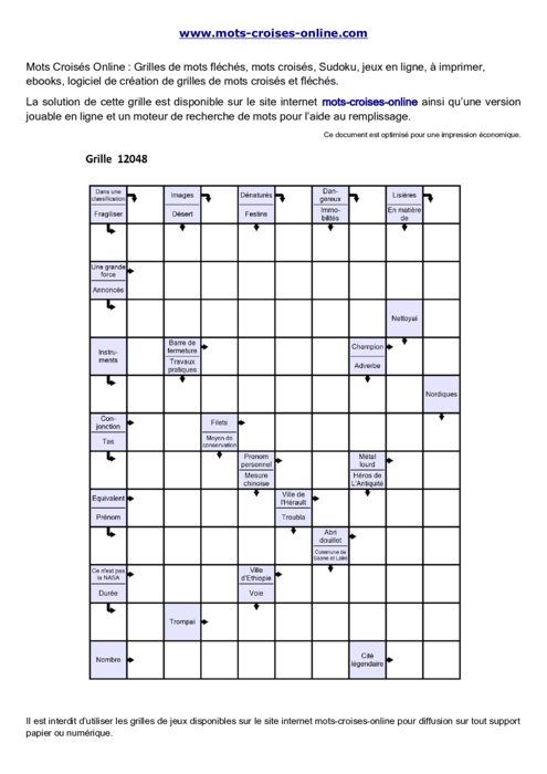 Grille de mots 
fléchés imprimable gratuite 12048