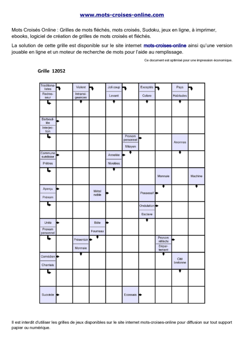 Grille de mots 
fléchés imprimable gratuite 12052