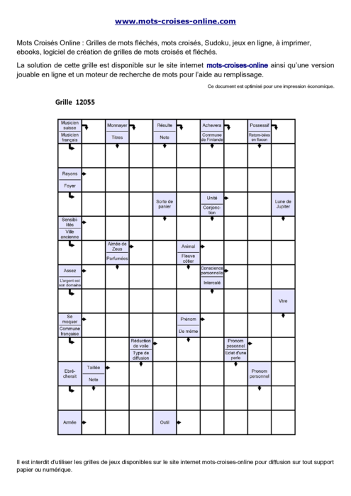 Grille de mots 
fléchés imprimable gratuite 12055