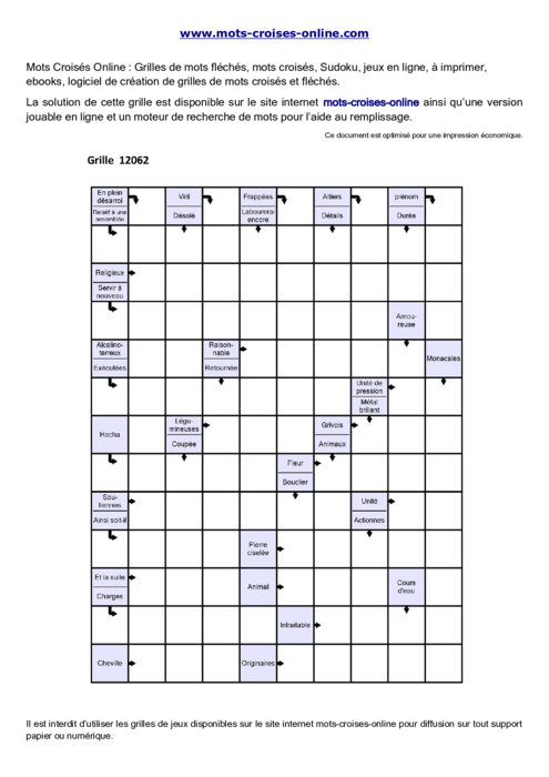 Grille de mots 
fléchés  imprimable gratuite 12062