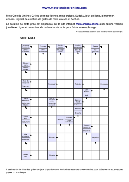 Grille de mots 
fléchés imprimable gratuite 12063
