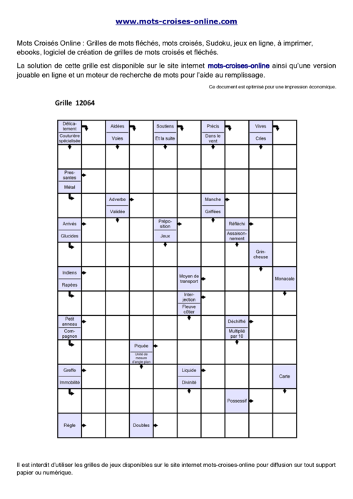 Grille de mots 
fléchés imprimable gratuite 12064