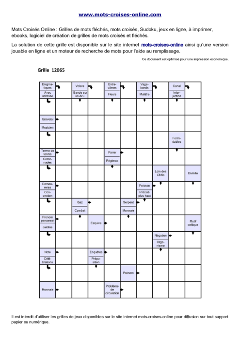 Grille de mots fléchés imprimable gratuite 12065