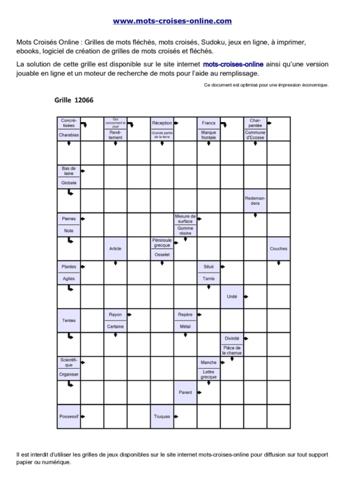 Grille de mots 
fléchés imprimable gratuite 12066