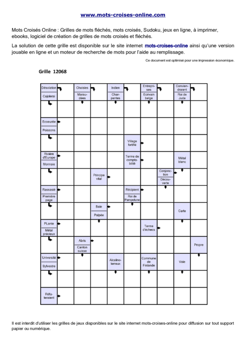 Grille de mots 
fléchés imprimable gratuite 12068