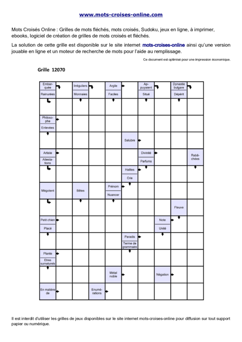 Grille de mots 
fléchés imprimable gratuite 12070