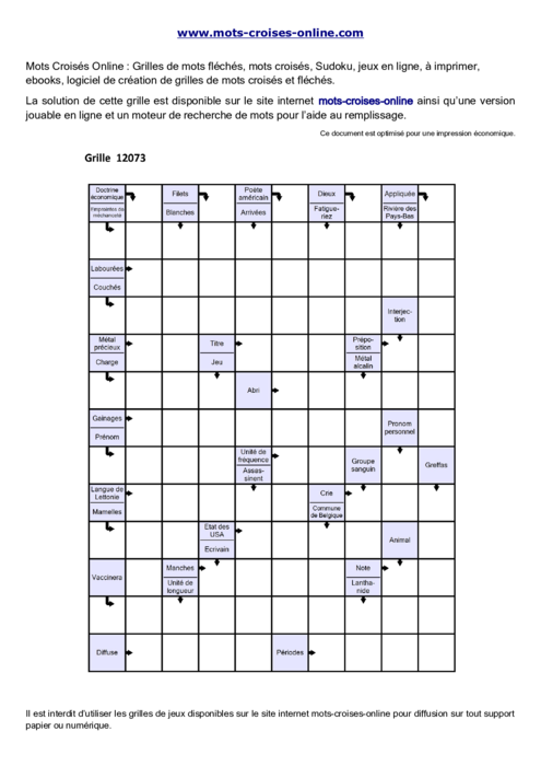 Grille de mots fléchés imprimable gratuite 12073