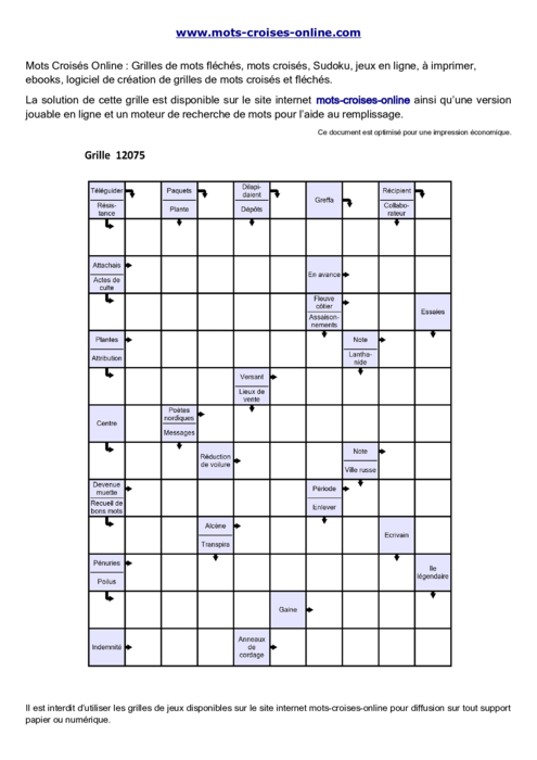 Grille de mots 
fléchés imprimable gratuite 12075