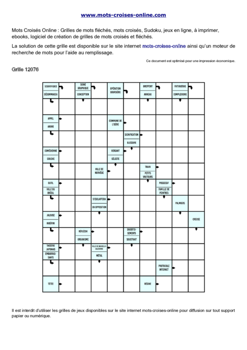 Grille de mots 
fléchés imprimable gratuite 12076