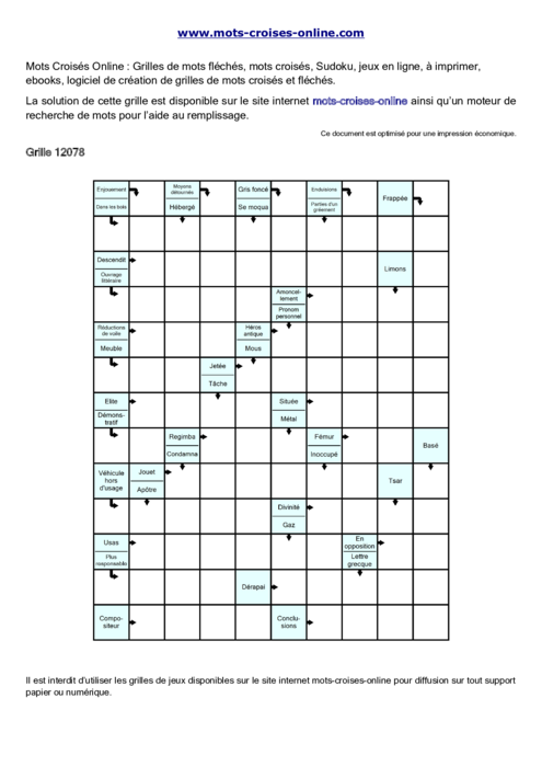 Grille de mots 
fléchés imprimable gratuite 12078