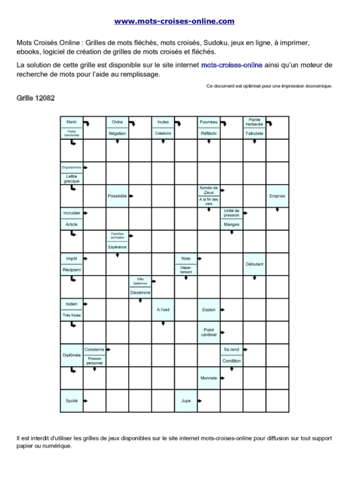 Grille de mots 
fléchés imprimable gratuite 12082