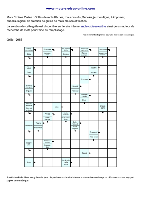 Grille de mots fléchés imprimable gratuite 12085