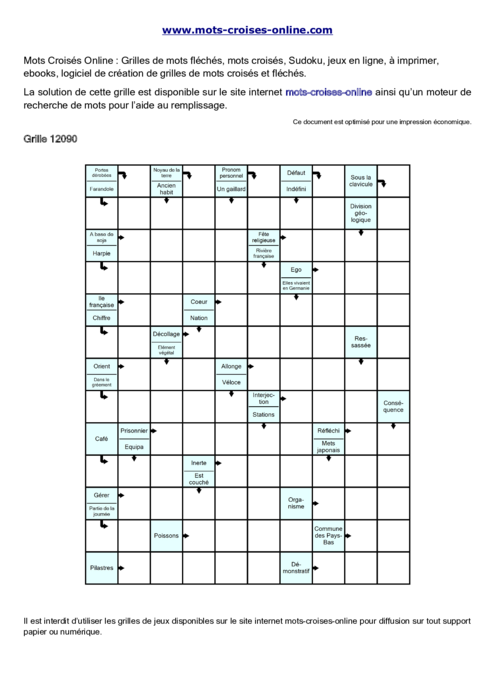 Grille de mots 
fléchés imprimable gratuite 12090