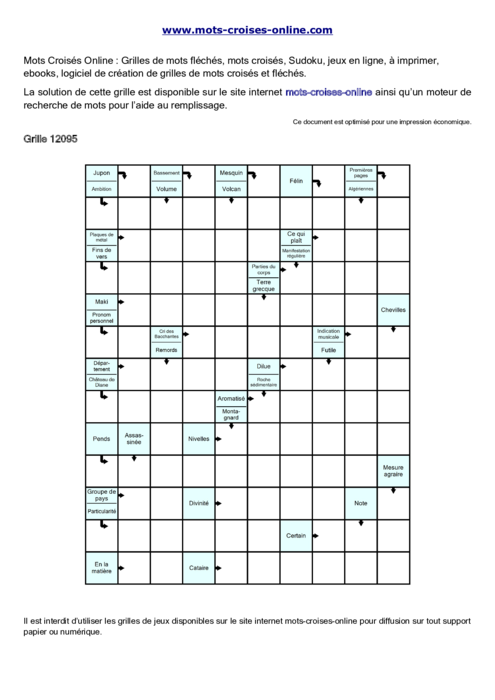 Grille de mots 
fléchés imprimable gratuite 12095