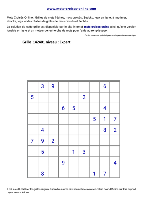 Grille de sudoku  imprimable gratuite 142401