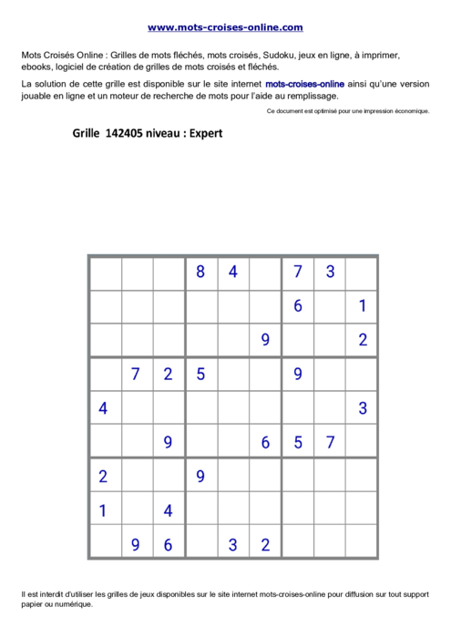 Grille de sudoku  imprimable gratuite 142405