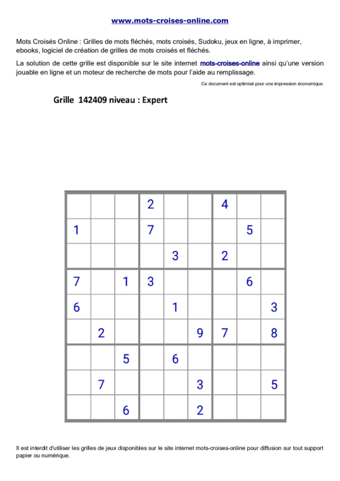 Grille de sudoku  imprimable gratuite 142409