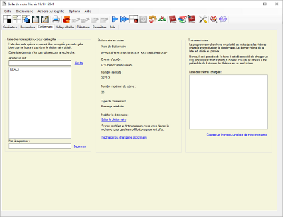 Onglet dictionnaire