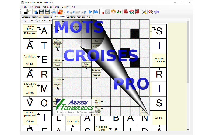 Logiciel 
générateur de grilles de mots croisés et fléchés Mots-Croise-Pro.